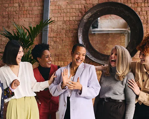 Smiling woman feeling more confident around food.