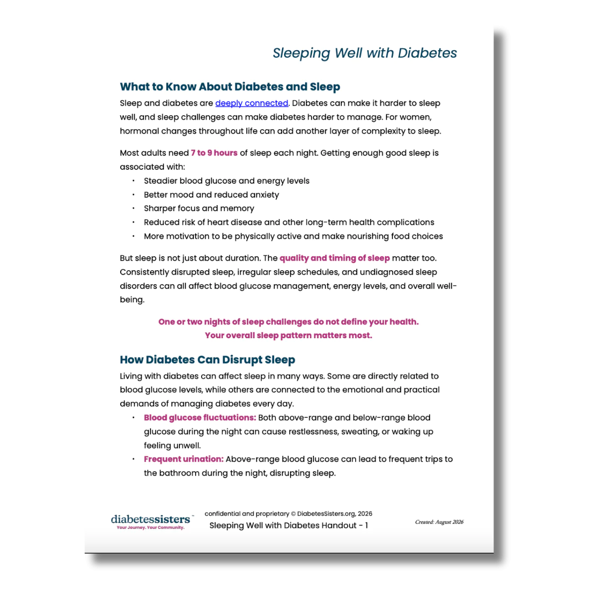 Sleep and Diabetes Tip Sheet